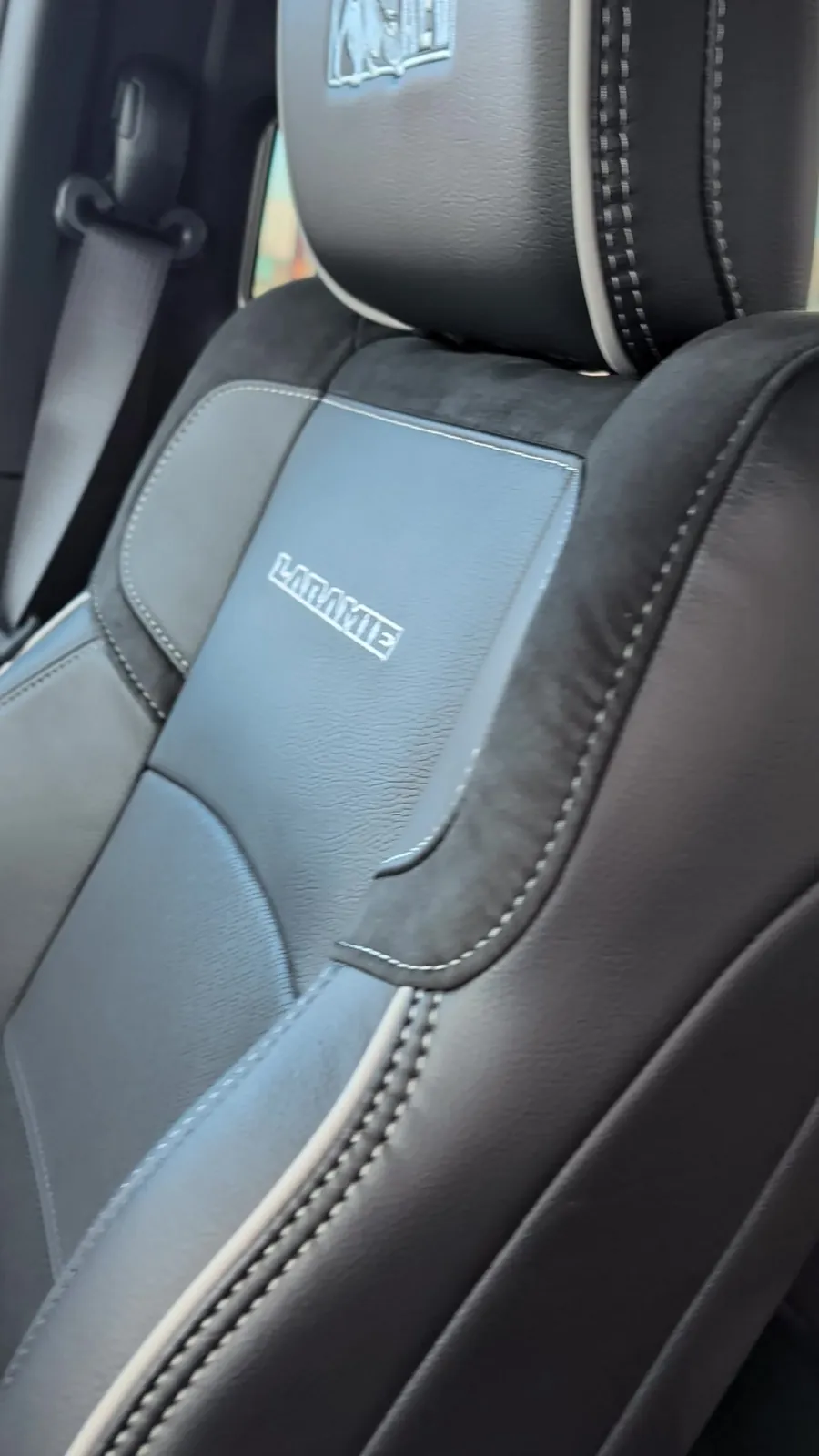 Laramie leather bucket seat with AEV embroidered headrest